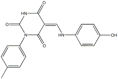 5-[(4-hydroxyanilino)methylene]-1-(4-methylphenyl)-2,4,6(1H,3H,5H)-pyrimidinetrione Struktur