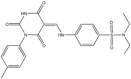 N,N-diethyl-4-{[(1-(4-methylphenyl)-2,4,6-trioxotetrahydro-5(2H)-pyrimidinylidene)methyl]amino}benzenesulfonamide Struktur