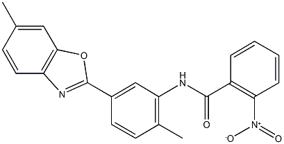 2-nitro-N-[2-methyl-5-(6-methyl-1,3-benzoxazol-2-yl)phenyl]benzamide Struktur