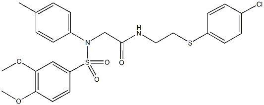 N-{2-[(4-chlorophenyl)sulfanyl]ethyl}-2-{[(3,4-dimethoxyphenyl)sulfonyl]-4-methylanilino}acetamide Struktur