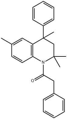 2,2,4,6-tetramethyl-4-phenyl-1-(phenylacetyl)-1,2,3,4-tetrahydroquinoline Struktur