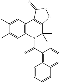 4,4,7,8-tetramethyl-5-(1-naphthoyl)-4,5-dihydro-1H-[1,2]dithiolo[3,4-c]quinoline-1-thione Struktur