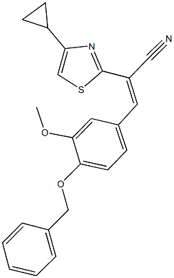 3-[4-(benzyloxy)-3-methoxyphenyl]-2-(4-cyclopropyl-1,3-thiazol-2-yl)acrylonitrile Struktur