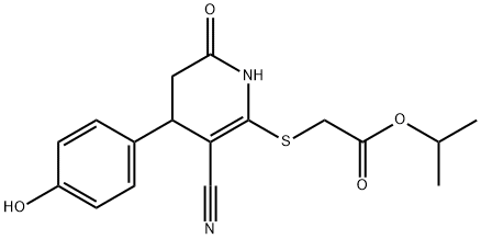 isopropyl {[3-cyano-4-(4-hydroxyphenyl)-6-oxo-1,4,5,6-tetrahydro-2-pyridinyl]sulfanyl}acetate Struktur