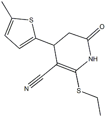 2-(ethylsulfanyl)-4-(5-methyl-2-thienyl)-6-oxo-1,4,5,6-tetrahydro-3-pyridinecarbonitrile Struktur