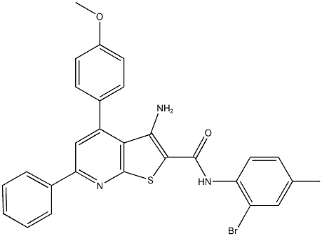 3-amino-N-(2-bromo-4-methylphenyl)-4-(4-methoxyphenyl)-6-phenylthieno[2,3-b]pyridine-2-carboxamide Struktur