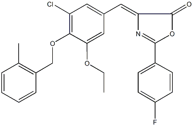 4-{3-chloro-5-ethoxy-4-[(2-methylbenzyl)oxy]benzylidene}-2-(4-fluorophenyl)-1,3-oxazol-5(4H)-one Struktur