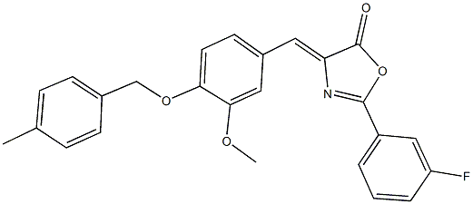 2-(3-fluorophenyl)-4-{3-methoxy-4-[(4-methylbenzyl)oxy]benzylidene}-1,3-oxazol-5(4H)-one Struktur