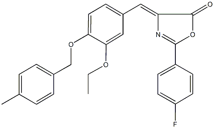 4-{3-ethoxy-4-[(4-methylbenzyl)oxy]benzylidene}-2-(4-fluorophenyl)-1,3-oxazol-5(4H)-one Struktur