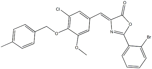 2-(2-bromophenyl)-4-{3-chloro-5-methoxy-4-[(4-methylbenzyl)oxy]benzylidene}-1,3-oxazol-5(4H)-one Struktur