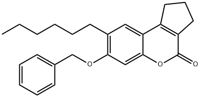 7-(benzyloxy)-8-hexyl-2,3-dihydrocyclopenta[c]chromen-4(1H)-one Struktur