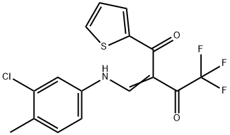 2-[(3-chloro-4-methylanilino)methylene]-4,4,4-trifluoro-1-(2-thienyl)-1,3-butanedione Struktur