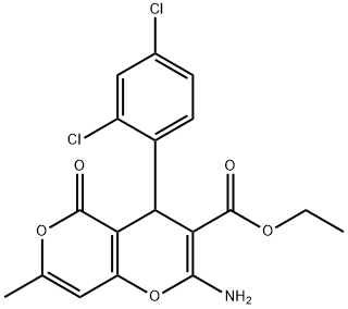 ethyl 2-amino-4-(2,4-dichlorophenyl)-7-methyl-5-oxo-4H,5H-pyrano[4,3-b]pyran-3-carboxylate Struktur