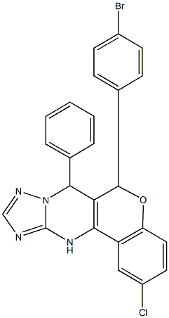 6-(4-bromophenyl)-2-chloro-7-phenyl-7,12-dihydro-6H-chromeno[4,3-d][1,2,4]triazolo[1,5-a]pyrimidine Struktur