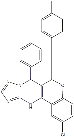 2-chloro-6-(4-methylphenyl)-7-phenyl-7,12-dihydro-6H-chromeno[4,3-d][1,2,4]triazolo[1,5-a]pyrimidine Struktur