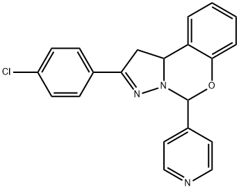 2-(4-chlorophenyl)-5-(4-pyridinyl)-1,10b-dihydropyrazolo[1,5-c][1,3]benzoxazine Struktur