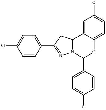 9-chloro-2,5-bis(4-chlorophenyl)-1,10b-dihydropyrazolo[1,5-c][1,3]benzoxazine Struktur