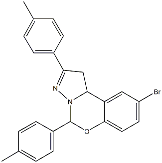 9-bromo-2,5-bis(4-methylphenyl)-1,10b-dihydropyrazolo[1,5-c][1,3]benzoxazine Struktur