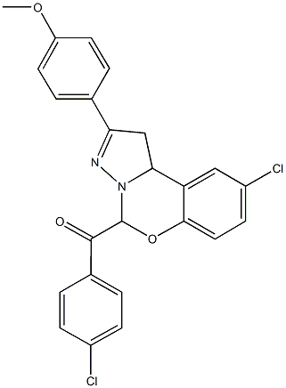 [9-chloro-2-(4-methoxyphenyl)-1,10b-dihydropyrazolo[1,5-c][1,3]benzoxazin-5-yl](4-chlorophenyl)methanone Struktur