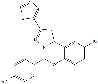 9-bromo-5-(4-bromophenyl)-2-thien-2-yl-1,10b-dihydropyrazolo[1,5-c][1,3]benzoxazine Struktur