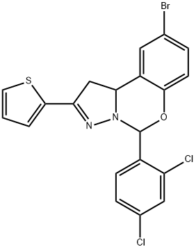 9-bromo-5-(2,4-dichlorophenyl)-2-thien-2-yl-1,10b-dihydropyrazolo[1,5-c][1,3]benzoxazine Struktur