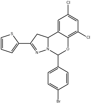 5-(4-bromophenyl)-7,9-dichloro-2-thien-2-yl-1,10b-dihydropyrazolo[1,5-c][1,3]benzoxazine Struktur