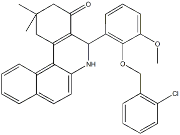 5-{2-[(2-chlorobenzyl)oxy]-3-methoxyphenyl}-2,2-dimethyl-2,3,5,6-tetrahydrobenzo[a]phenanthridin-4(1H)-one Struktur