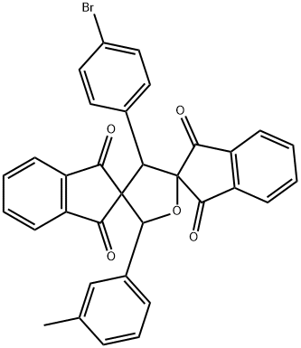 4'-(4-bromophenyl)-2'-(3-methylphenyl)-dispiro[bis[1H-indene-1,3(2H)-dione]-2,3':2'',5'-tetrahydrofuran] Struktur