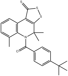 5-(4-tert-butylbenzoyl)-4,4,6-trimethyl-4,5-dihydro-1H-[1,2]dithiolo[3,4-c]quinoline-1-thione Struktur