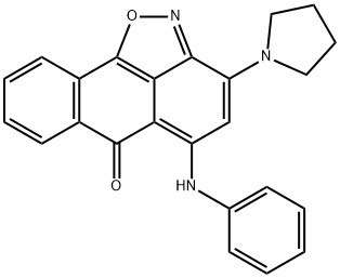 5-anilino-3-(1-pyrrolidinyl)-6H-anthra[1,9-cd]isoxazol-6-one Struktur