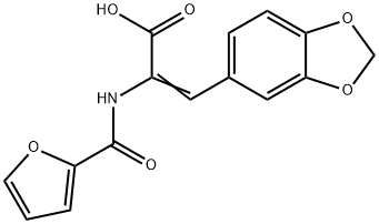 3-(1,3-benzodioxol-5-yl)-2-(2-furoylamino)acrylic acid Struktur