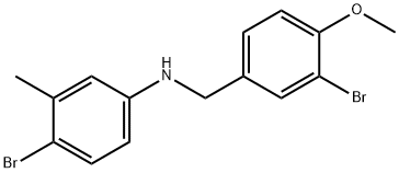 4-bromo-N-{[3-bromo-4-(methyloxy)phenyl]methyl}-3-methylaniline Struktur