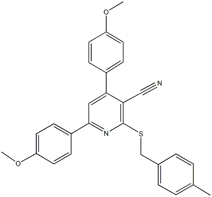 4,6-bis(4-methoxyphenyl)-2-[(4-methylbenzyl)sulfanyl]nicotinonitrile Struktur