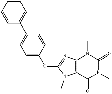 8-([1,1'-biphenyl]-4-yloxy)-1,3,7-trimethyl-3,7-dihydro-1H-purine-2,6-dione Struktur