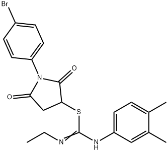 1-(4-bromophenyl)-2,5-dioxo-3-pyrrolidinyl N'-(3,4-dimethylphenyl)-N-ethylimidothiocarbamate Struktur