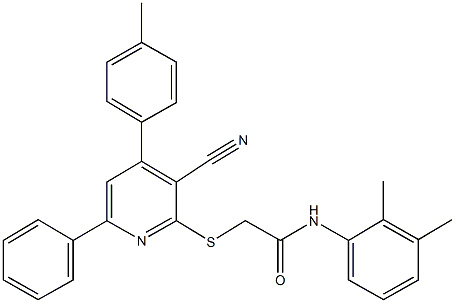 2-{[3-cyano-4-(4-methylphenyl)-6-phenyl-2-pyridinyl]sulfanyl}-N-(2,3-dimethylphenyl)acetamide Struktur