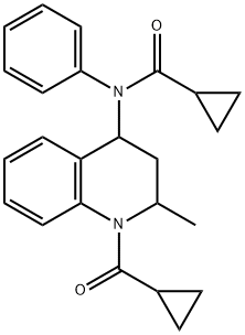 N-[1-(cyclopropylcarbonyl)-2-methyl-1,2,3,4-tetrahydro-4-quinolinyl]-N-phenylcyclopropanecarboxamide Struktur