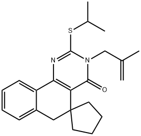 2-(isopropylsulfanyl)-3-(2-methyl-2-propenyl)-5,6-dihydrospiro(benzo[h]quinazoline-5,1'-cyclopentane)-4(3H)-one Struktur