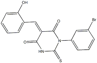 1-(3-bromophenyl)-5-(2-hydroxybenzylidene)-2-thioxodihydro-4,6(1H,5H)-pyrimidinedione Struktur