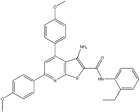 3-amino-N-(2-ethylphenyl)-4,6-bis(4-methoxyphenyl)thieno[2,3-b]pyridine-2-carboxamide Struktur