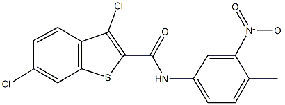 3,6-dichloro-N-{3-nitro-4-methylphenyl}-1-benzothiophene-2-carboxamide Struktur