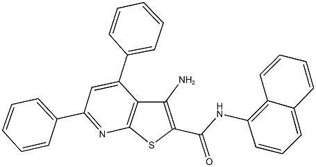 3-amino-N-(1-naphthyl)-4,6-diphenylthieno[2,3-b]pyridine-2-carboxamide Struktur