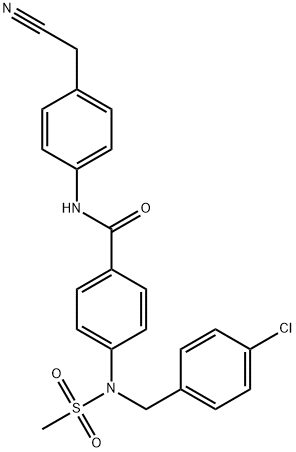 4-[(4-chlorobenzyl)(methylsulfonyl)amino]-N-[4-(cyanomethyl)phenyl]benzamide Struktur