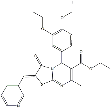 ethyl 5-(3,4-diethoxyphenyl)-7-methyl-3-oxo-2-(3-pyridinylmethylene)-2,3-dihydro-5H-[1,3]thiazolo[3,2-a]pyrimidine-6-carboxylate Struktur