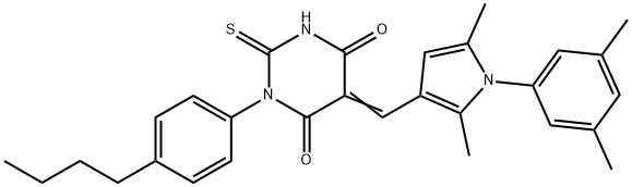 1-(4-butylphenyl)-5-{[1-(3,5-dimethylphenyl)-2,5-dimethyl-1H-pyrrol-3-yl]methylene}-2-thioxodihydro-4,6(1H,5H)-pyrimidinedione Struktur