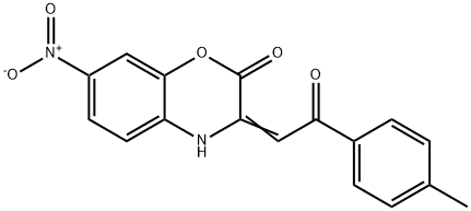 7-nitro-3-[2-(4-methylphenyl)-2-oxoethylidene]-3,4-dihydro-2H-1,4-benzoxazin-2-one Struktur