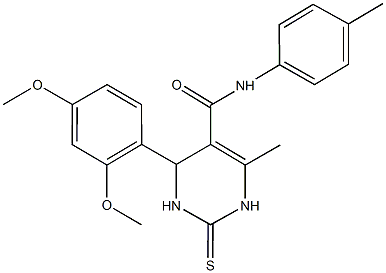 4-(2,4-dimethoxyphenyl)-6-methyl-N-(4-methylphenyl)-2-thioxo-1,2,3,4-tetrahydro-5-pyrimidinecarboxamide Struktur