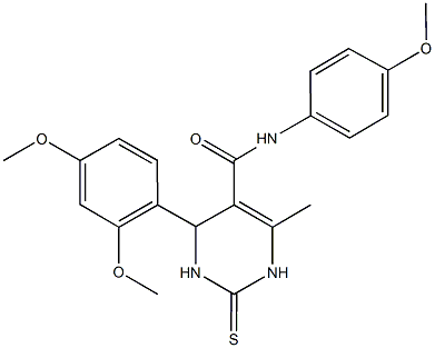 4-(2,4-dimethoxyphenyl)-N-(4-methoxyphenyl)-6-methyl-2-thioxo-1,2,3,4-tetrahydro-5-pyrimidinecarboxamide Struktur