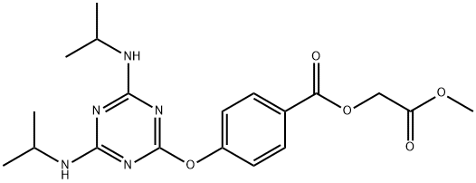 2-methoxy-2-oxoethyl 4-{[4,6-bis(isopropylamino)-1,3,5-triazin-2-yl]oxy}benzoate Struktur