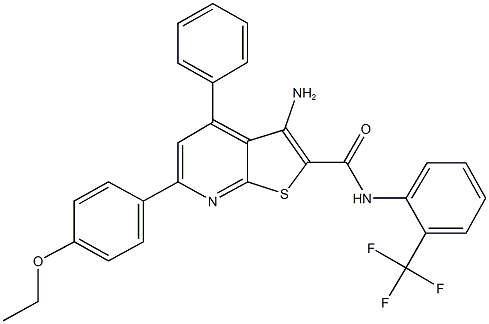 3-amino-6-(4-ethoxyphenyl)-4-phenyl-N-[2-(trifluoromethyl)phenyl]thieno[2,3-b]pyridine-2-carboxamide Struktur